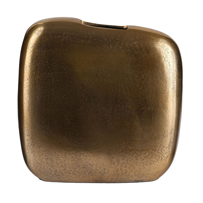 Vazo Alu Kare Disk Antik Gold 27x8x29