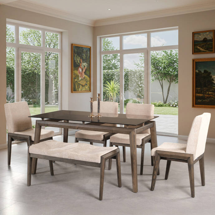 Venedik Camlı Masa 4 Sandalye Takımı - 3