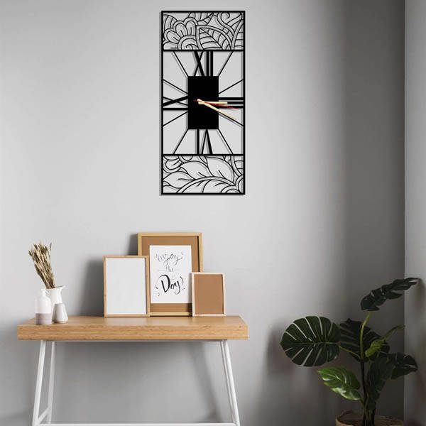 Yaprak Desenli Metal Duvar Saati 60x90 - 1