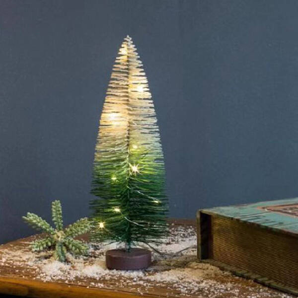 Yeşil Beyaz Çam Ağacı Led Işıklı Dekor - 1