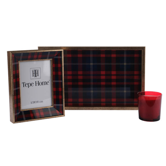 Yılbaşı Seti Tepsi Mum Fotoğraf Çerçeve - 1