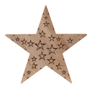 Yıldızlı Ahşap Led Işıklı Yıldız Pano - TepeHome