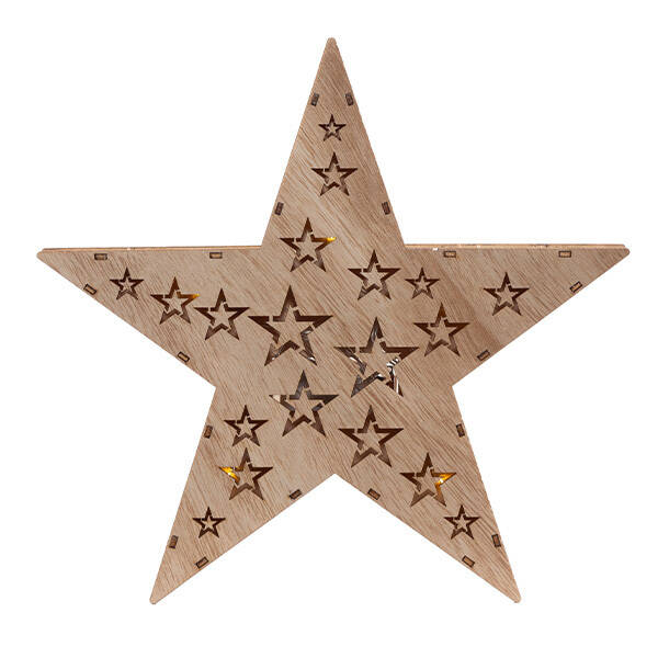 Yıldızlı Ahşap Led Işıklı Yıldız Pano - 1