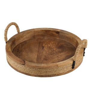 Yuvarlak Natural Dekoratif Tepsi - TepeHome