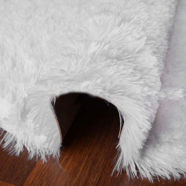 Yuvarlak Tavşan Tüyü Halı Beyaz 12 - 4