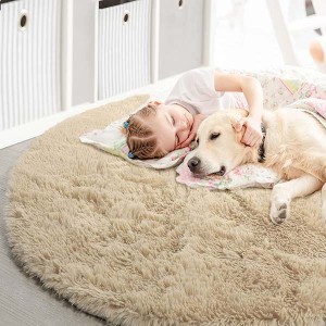 Yuvarlak Tavşan Tüyü Halı Camel 12 - TepeHome (1)