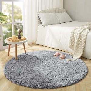 Yuvarlak Tavşan Tüyü Halı Gri 12 - TepeHome