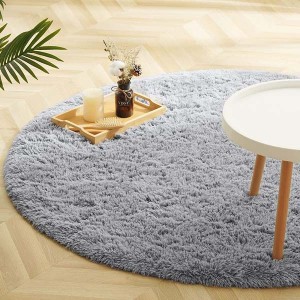 Yuvarlak Tavşan Tüyü Halı Gri 12 - 3