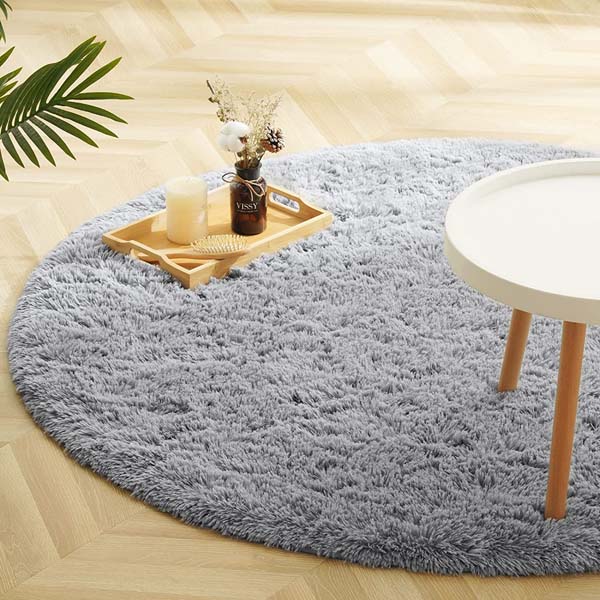 Yuvarlak Tavşan Tüyü Halı Gri 12 - 3