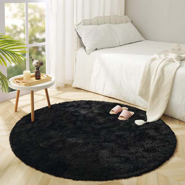 Yuvarlak Tavşan Tüyü Halı Siyah 12 - 2