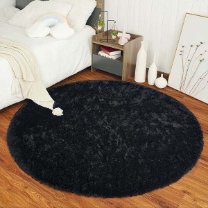 Yuvarlak Tavşan Tüyü Halı Siyah 12 - 3